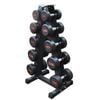 5kg To 15kg - 5 Pairs Total 100kg Commercial Round Rubber Dumbbell With Rack