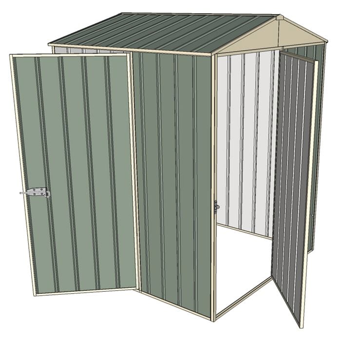 Build-a-Shed 1.5 x 1.5 x 2.3m Single Hinged Door Gable Shed with Single Hinged Side Door - Green