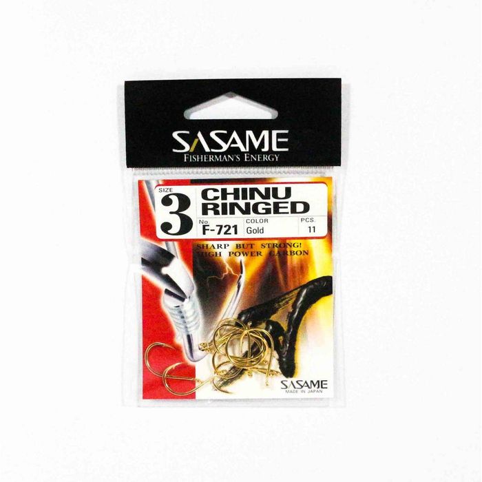 Sasame F721 Chinu Ringed Gold Colour Offset Fishing Hook 3