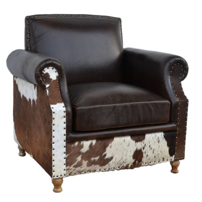 Homestead Handmade Cowhide and Leather Armchair