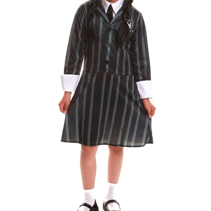 Striped Nevermore Girls School Uniform Costume - Small