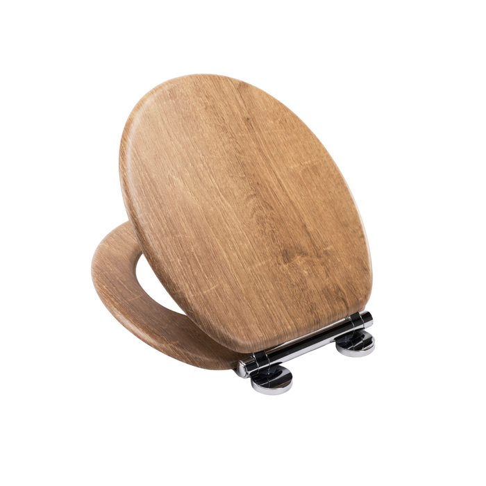 Croydex Flexi-Fix Ontario Soft-Close Teak Effect Toilet Seat