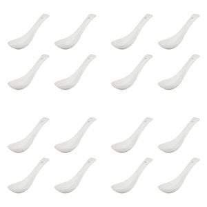16pc Ecology Fine Bone China Canvas Soup Spoons - White