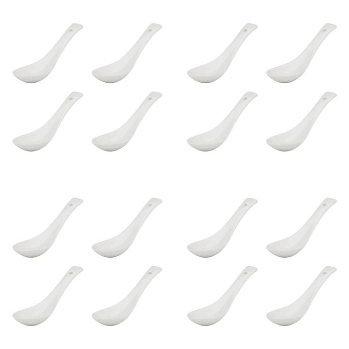 16pc Ecology Fine Bone China Canvas Soup Spoons - White