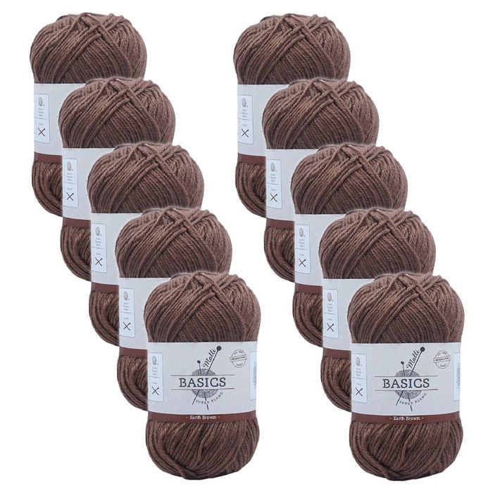 10pk Malli Super Blend Basic Crochet Knitting Yarn 8ply 100g 16x9cm Earth Brown