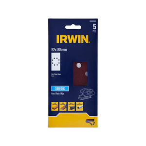 IRWIN 92 x 185mm 180 Grit Orbital Sand Sheets - 5 Pack