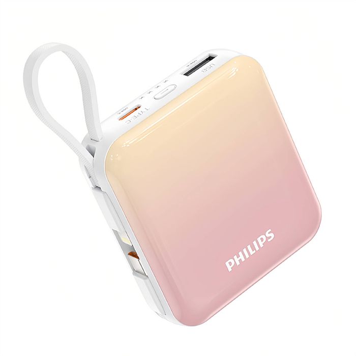 Philips 10000mAh 22.5W Power Bank 2 in 1 Pocket Size Portable Charger-Pink