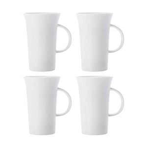 4pk Maxwell & Williams 500 Ml Large White Basics Porcelain Flared Mug - White
