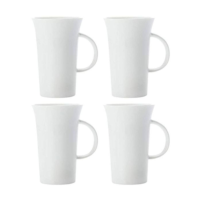 4pk Maxwell & Williams 500 Ml Large White Basics Porcelain Flared Mug - White