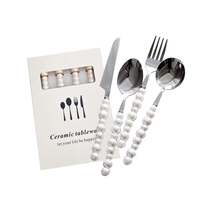 4 Piece Stainless Steel Pearl Handle Flatware Cutlery Set Come with Giftbox