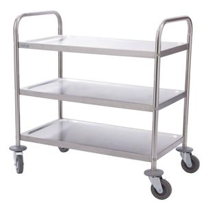 Vogue Stainless Steel 3 Tier Clearing Trolley Small - Catering Trolleys (F993)