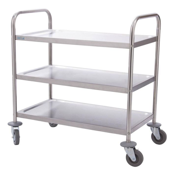 Vogue Stainless Steel 3 Tier Clearing Trolley Small - Catering Trolleys (F993)
