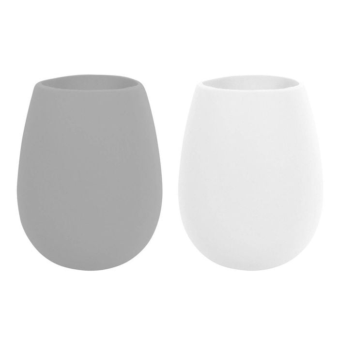 2pc Avanti Silicone Stemless Tumbler Glassware Set Grey/white 350ml