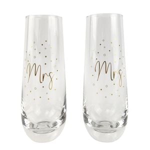 2pc Urban 16cm Mr Mrs Champagne Glass Drinking Cup - Gold