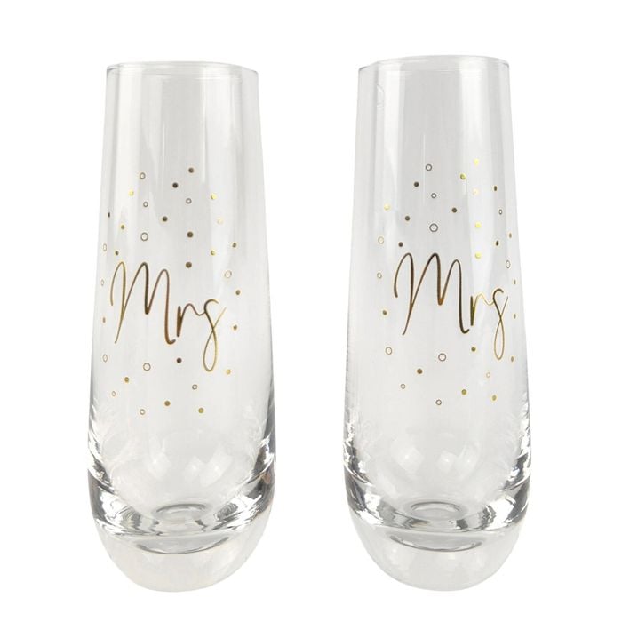2pc Urban 16cm Mr Mrs Champagne Glass Drinking Cup - Gold