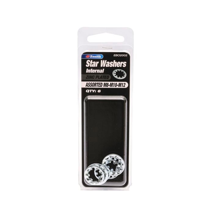 Zenith M8-M12 Assorted Zinc Plated Internal Star Washer - 6 Pack