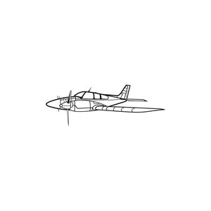 Ignite Laser Baron 55 - Twin-Engine Light Aircraft Silhouette Metal Wall Art Coated Black 23.6 inch - 60 cm