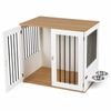 Costway Dog Crate Furniture Lockable Kennel 360°feeder Stainless Bowl