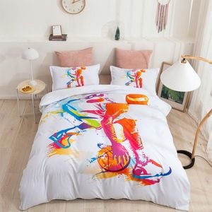 3D Graffiti Abstract Sports Colorful Basketball Player Quilt Cover Set Bedding Set Duvet Cover Pillowcases LXL