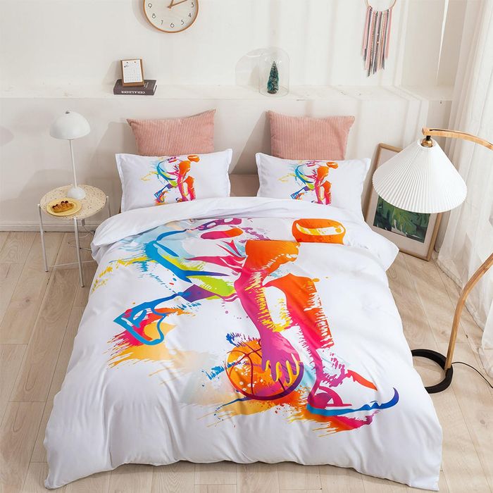 3D Graffiti Abstract Sports Colorful Basketball Player Quilt Cover Set Bedding Set Duvet Cover Pillowcases LXL