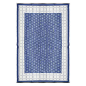 Fab Habitat 120x179cm Midnight Blue Europa Geometric Recycled Plastic Reversible Outdoor Rug