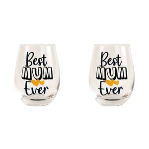 2x Urban 12cm Best Ever Mum Glass Drinking Cup - Navy