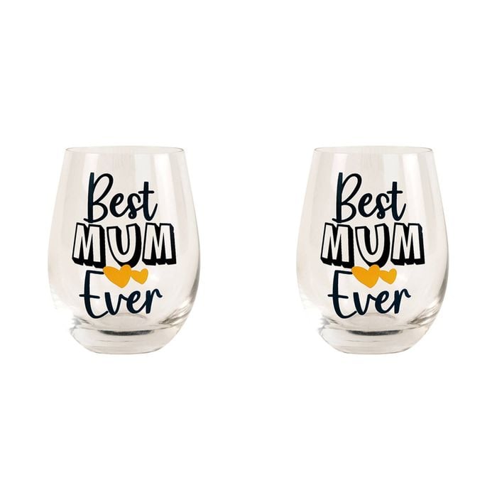 2x Urban 12cm Best Ever Mum Glass Drinking Cup - Navy