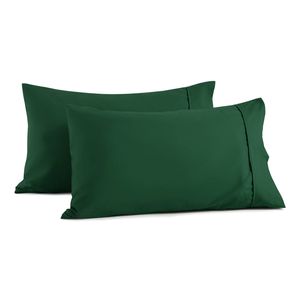 Dreamaker 250TC Cotton & Recycled Polyester Blend Standard Pillowcase Twin Pack Hunter Green