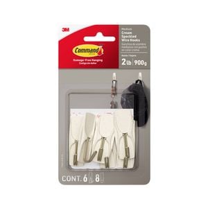 Command Medium Cream Speckle Wire Adhesive Hook - 6 Pack
