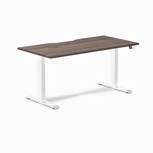 Desky Dual Scalloped Melamine Sit Stand Desk White Frame 150cm - Jarrah Legno