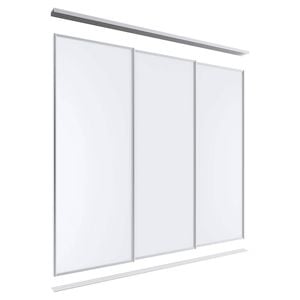 Lugna 2400 x 1801-2700mm Clear Anodised Melamine Wardrobe Triple Sliding Doors