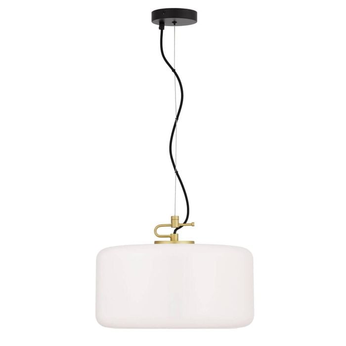 Telbix Korova Modern Pendant Hanging Lamp Light Glass Metal Brass Matt Opal