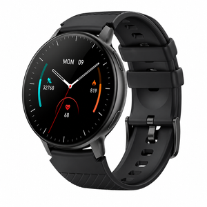 Smart Watch Amoled Screen Bluetooth Call Health Sleep Monitor Fitness Tracker Sports Watch  Black Rubber