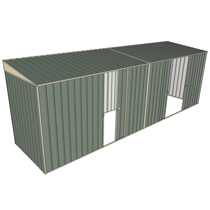 Build-a-Shed 1.5 x 6 x 2m Single and Double Sliding Side Door Skillion Shed - Green