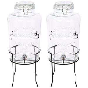 Rink Drink Glass Drinks Dispensers with Tap & Black Stand - 8.7L - Pack of 2