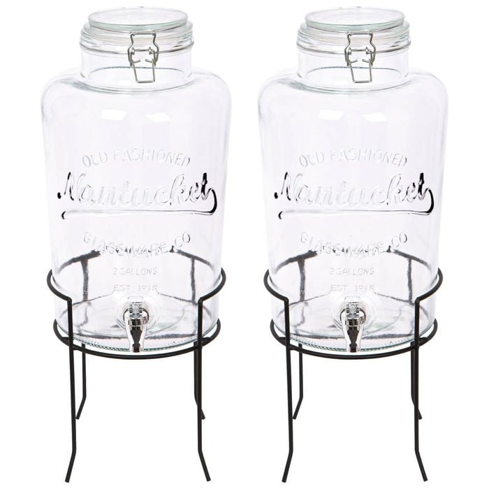 Rink Drink Glass Drinks Dispensers with Tap & Black Stand - 8.7L - Pack of 2