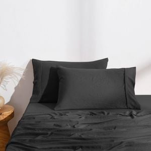 Dreamaker Superfine Washed Microfibre Standard Pillowcase Twin Pack - Black