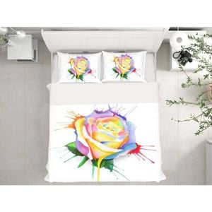 3D Watercolor Rose 92 Bed Pillowcases Quilt King Single Size