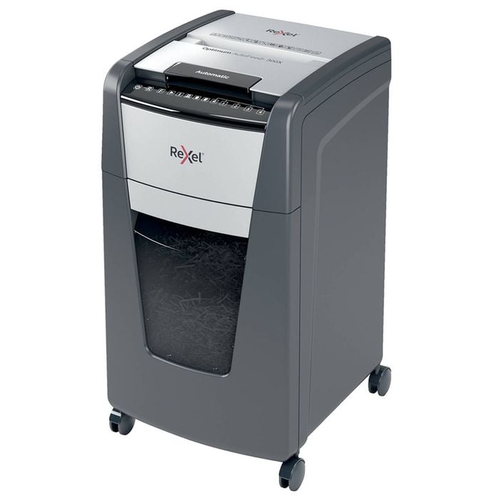 Rexel Optimum Auto+ Feed 60L 300X Office Document/Paper Shredder P-4 Cross Cut