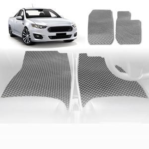 6D Diamond Car Floor Mats for Ford Falcon 2002-2008 Ute Single Cab BA BF-Front Set-Grey-Outback GT