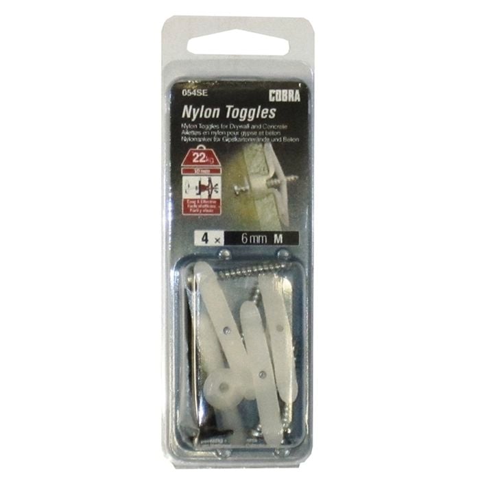 Cobra 6mm White Medium Nylon Toggle - 4 Pack