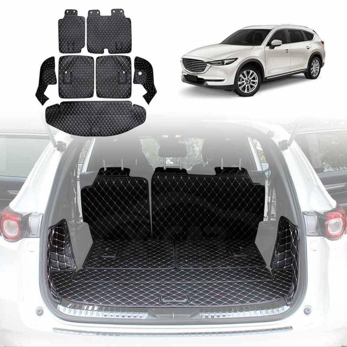Mazda CX-8 CX8 2018-2024 Premium Custom Made PU Leather Mat Floor Liner Carpet Complete Set