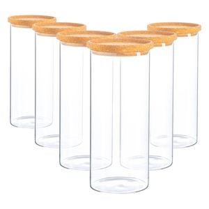 Argon Tableware Glass Storage Jar - Cork Lid - 1.5 Litre - 6x Modern Round Scandi Organisation Container Glass Jar