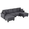 Artiss Modular Sectional U Shaped Storage Sofa Couches For Living Room Grey