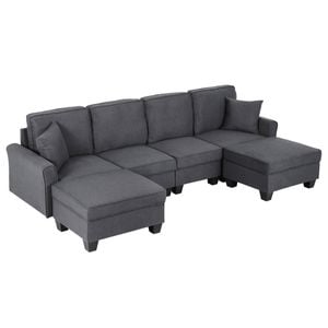 Artiss Modular Sectional U Shaped Storage Sofa Couches For Living Room Grey