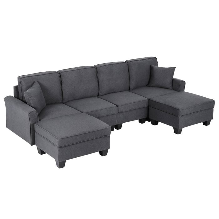 Artiss Modular Sectional U Shaped Storage Sofa Couches For Living Room Grey