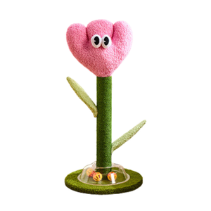 Cartoon Flower & Cactus Cat Scratch Pole - Pink Tulip