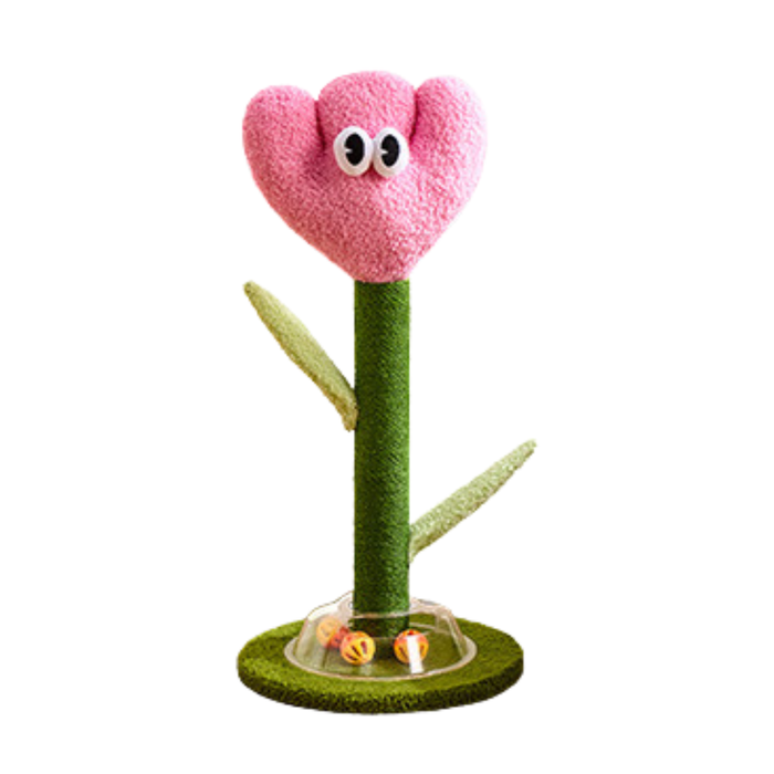 Cartoon Flower & Cactus Cat Scratch Pole - Pink Tulip