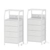 Ufurniture Set Of 2 Nightstand 4 Fabric Drawers Bedside Table With Charging Station For Bedroom Living Room White