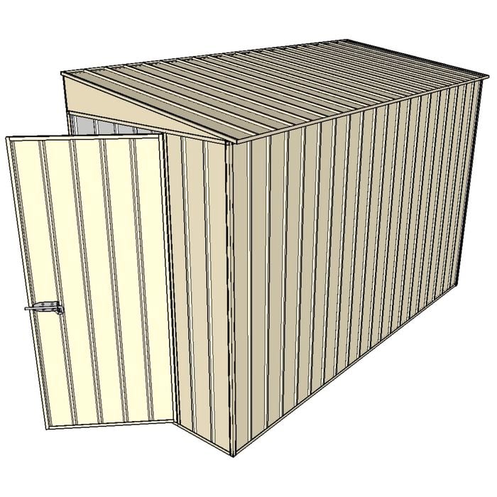 Build-A-Shed 1.2 x 3.0 x 2.0m Skillion No Side Doors Shed - Cream
